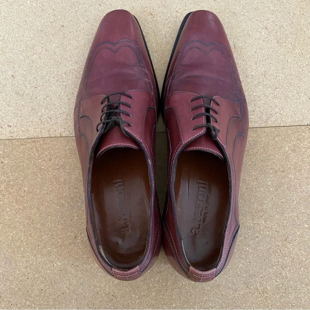 A. Testoni Men's Brown Leather Dress Shoes Lace Up Size 7 - Picture 3 of 8